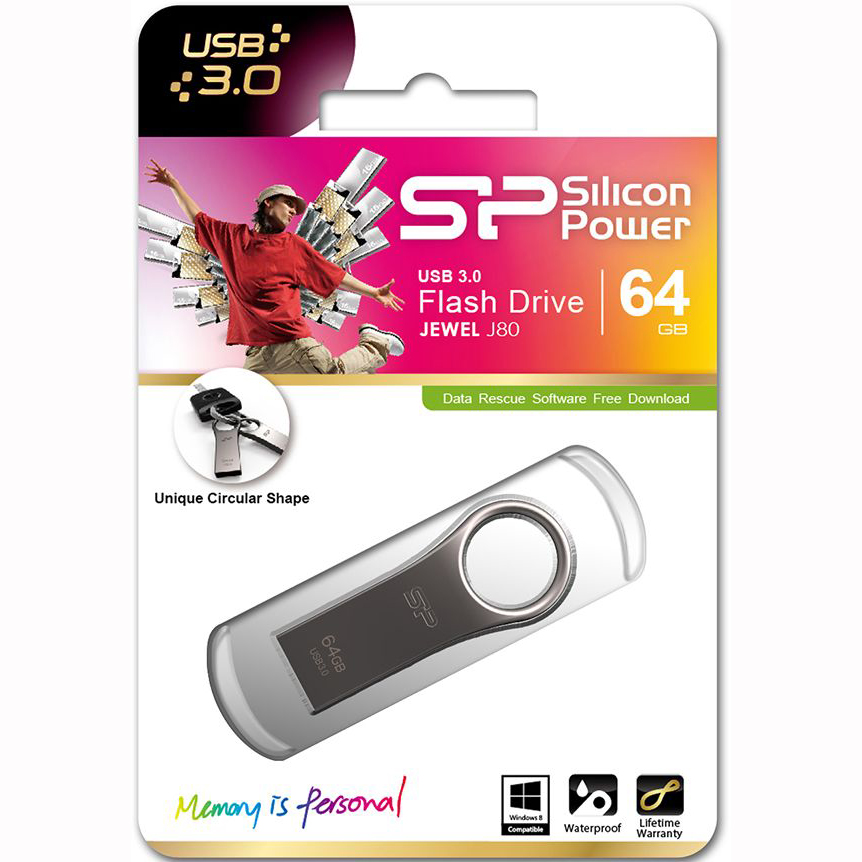 Флеш-драйв SILICON POWER Jewel J80 64 Gb (SP064GBUF3J80V1T) Объем памяти 64 Гб