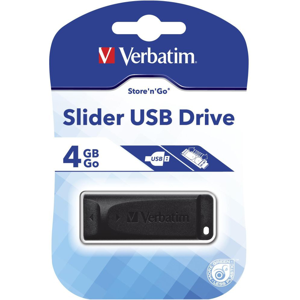 Флеш-драйв VERBATIM STORE'N'GO SLIDER 4Gb BLACK (49167)