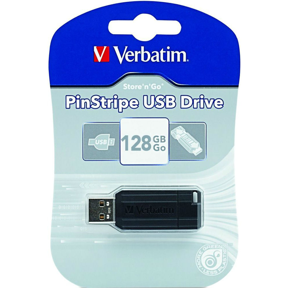 флеш-драйв VERBATIM USB Drive 128Gb STORE'N'GO PIN STRIPE BLACK 49071 Материал корпуса пластик