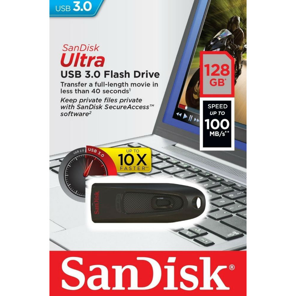 Фото Флеш-драйв SANDISK USB Ultra 128 Gb Black (SDCZ48-128G-U46)