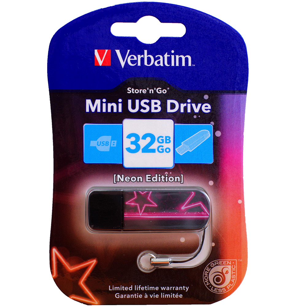 Флеш-драйв VERBATIM STORE'N'GO MINI USB Drive 32Gb NEON PINK (49390) Дизайн женская