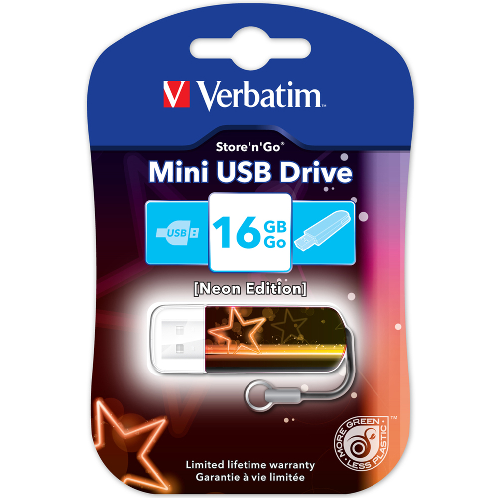 Флеш-драйв VERBATIM Store'n'Go 16Gb Neon Edition (49394) Конструкция съемный колпачок