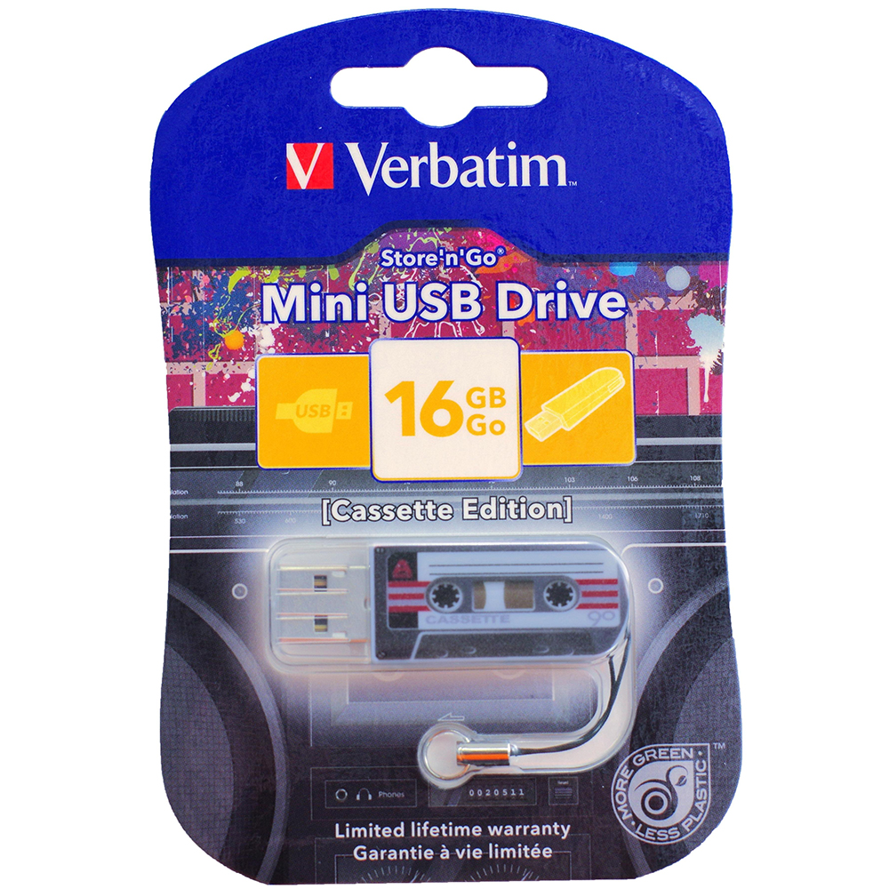 Флеш-драйв VERBATIM Mini Cassette Edition 16 Gb Black (49397) Об'єм пам'яті 16 Гб