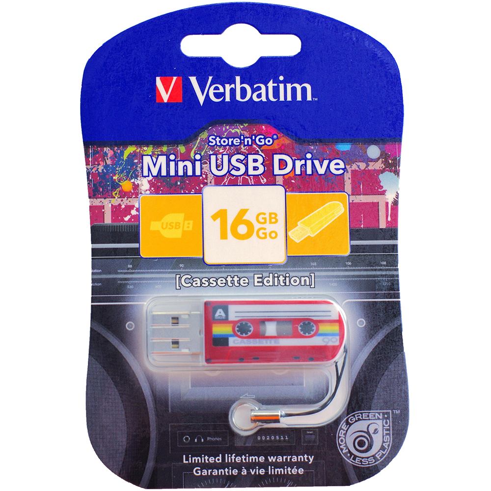 Флеш-драйв VERBATIM Mini Cassette Edition 16 Gb Red (49398) Объем памяти 16 Гб