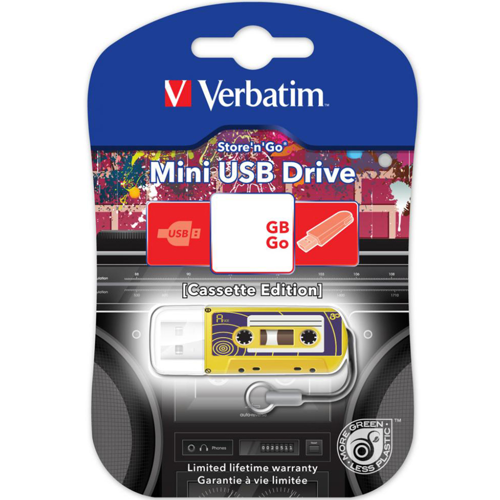 Флеш-драйв VERBATIM Mini Cassette Edition 16 Gb Yellow (49399) Дизайн оригинальное исполнение