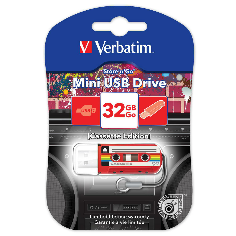 Флеш-драйв VERBATIM USB Drive 32Gb MINI CASSETTE EDITION RED (49392) Конструкция съемный колпачок