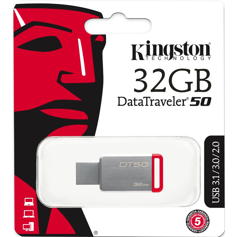 Флеш-драйв Kingston 32GB USB 3.1 DT50 (DT50/32GB) Інтерфейс USB 3.1/3.2 Gen 1 Type-A