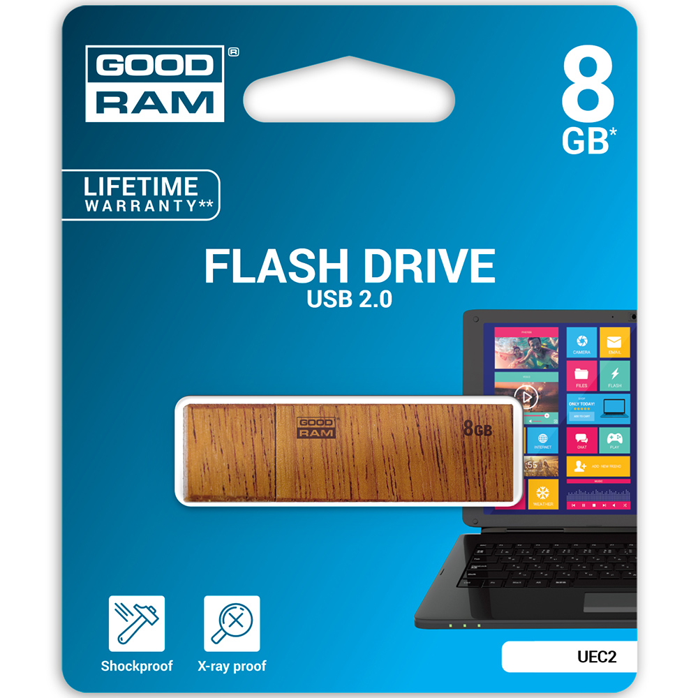 Флеш-драйв GOODRAM UEC2 8 GB BROWN (UEC2-0080N0R11) Объем памяти 8 Гб