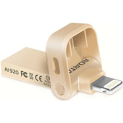 Флеш-драйв ADATA 128GB USB 3.1 Gen1 /Lightning Apple I920 Gold (AAI920-128G-CGD) Конструкция поворотная