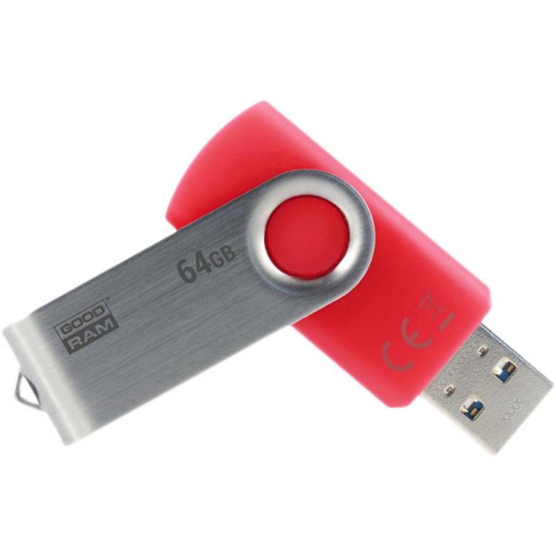 Флеш-драйв GOODRAM USB 3.0 64GB UTS3 Twister Red (UTS3-0640R0R11) Конструкція поворотна