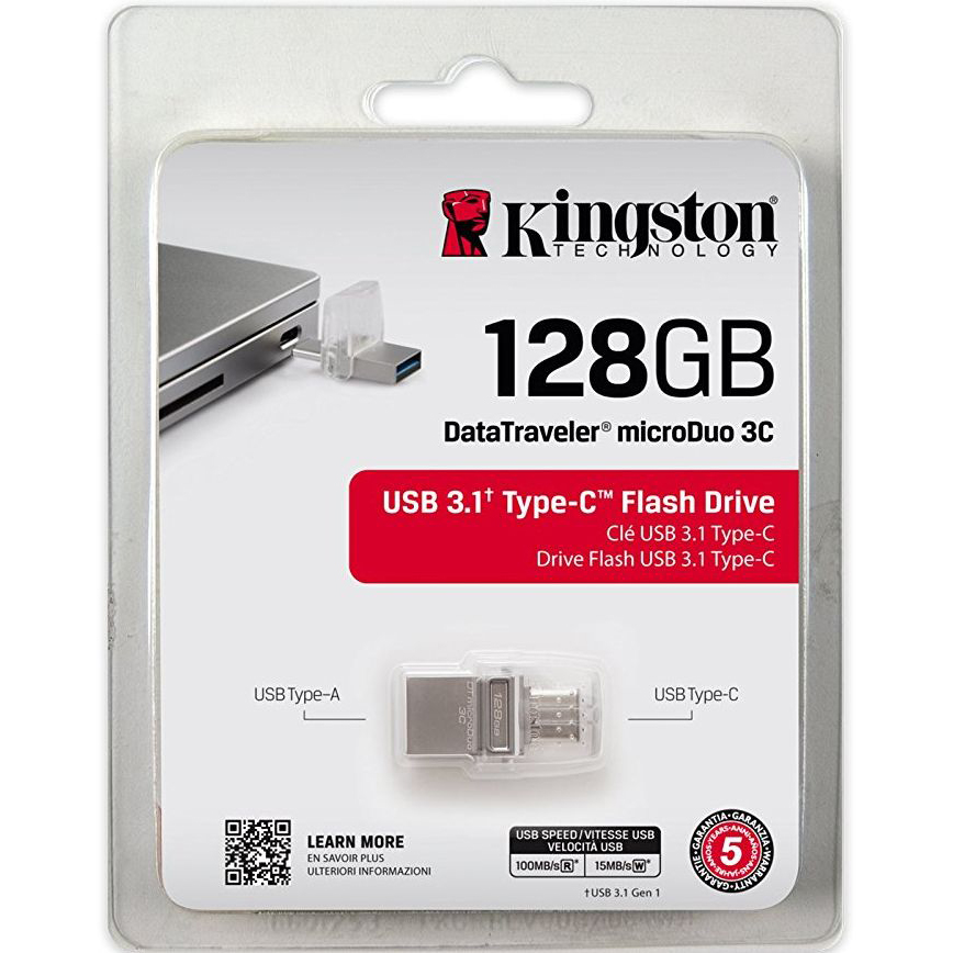 Флеш-драйв KINGSTON DataTraveler microDuo 3C 128GB (DTDUO3C/128GB) Інтерфейс USB 3.0