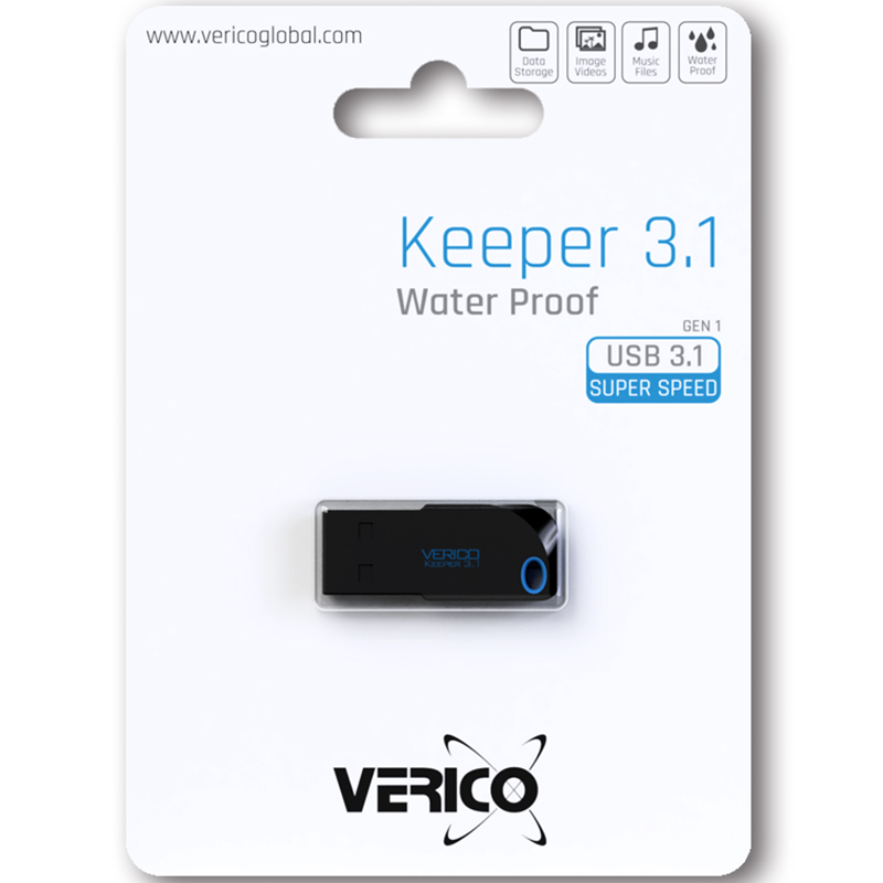 Фото Флеш-драйв VERICO Keeper USB3.1 16Gb Black+Blue (1UDOV-T8BEG3-NN)