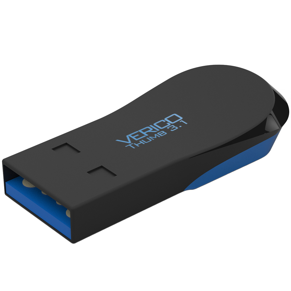 Флеш-драйв VERICO Thumb USB3.1 8Gb Black+Blue (1UDOV-T9BE83-NN) Конструкция монолит