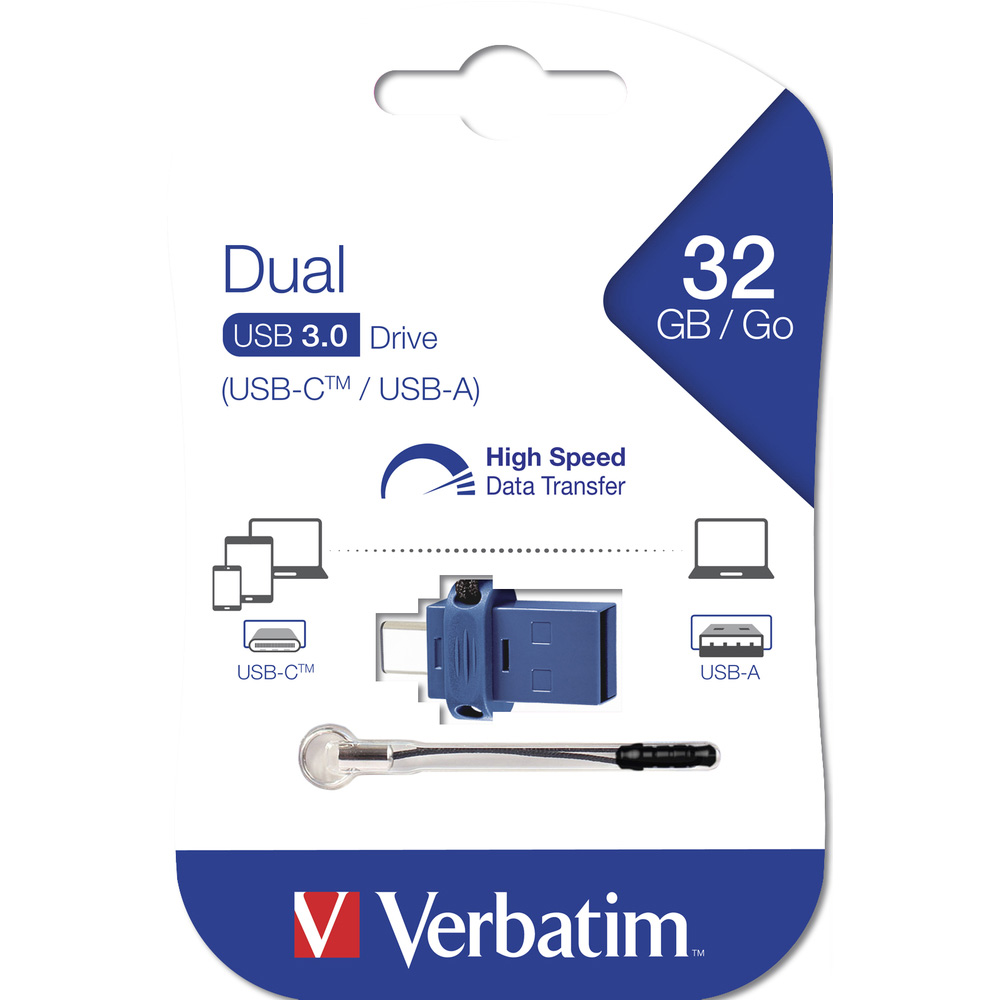 Флеш-драйв VERBATIM DUAL Drive 32 Gb USB 3.0/USB C (49966) Материал корпуса пластик