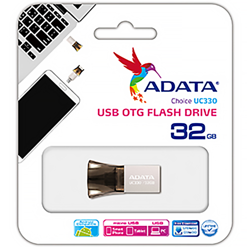 Флеш-драйв ADATA UC330 OTG 32GB Metal (AUC330-32G-RBK) Объем памяти 32 Гб