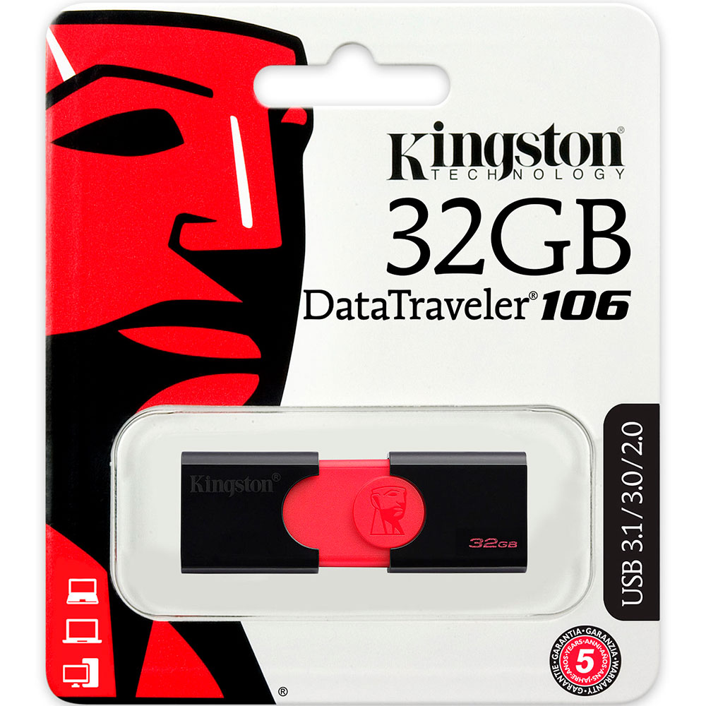 Флеш-драйв KINGSTON DT106 32GB Black (DT106/32GB) Інтерфейс USB 3.1/3.2 Gen 1 Type-A