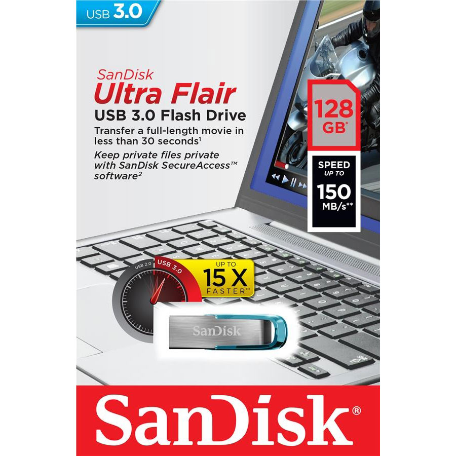 Флеш-драйв SANDISK 128GB Flair Blue (SDCZ73-128G-G46B) Матеріал корпуса метал