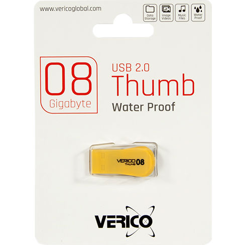 Флеш-драйв VERICO 8Gb Thumb Yellow+Black (1UDOV-P1YB83-NN) Конструкция монолит