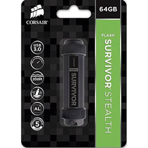 Флеш-драйв CORSAIR Survivor Military Style 64GB (CMFSS3B-64GB) Объем памяти 64 Гб