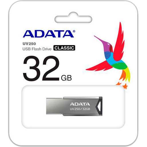 Флеш-драйв ADATA 32GB USB 2.0 UV250 Metal Black (AUV250-32G-RBK) Конструкция монолит