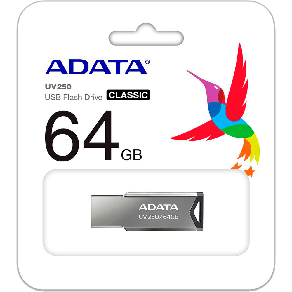 Флеш-драйв ADATA 64GB USB 2.0 UV250 Metal Black (AUV250-64G-RBK) Объем памяти 64 Гб