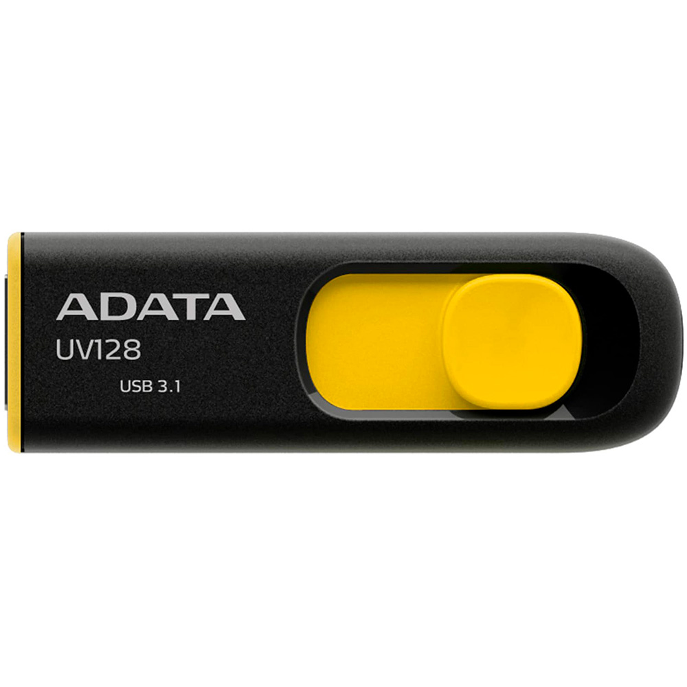 Флеш-драйв ADATA 64GB USB 3.1 UV128 Black/Yellow (AUV128-64G-RBY) Конструкция выдвижная