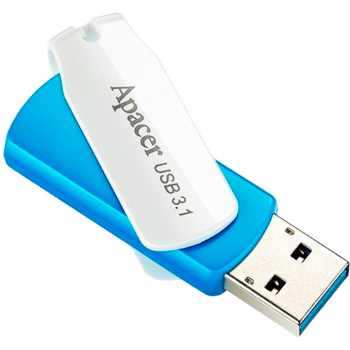 Флеш-драйв APACER 32GB USB 3.1 AH357 Blue/White (AP32GAH357U-1) Конструкция поворотная