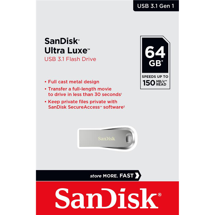 Флеш-драйв SANDISK 64GB USB 3.1 Ultra Luxe (SDCZ74-064G-G46) Интерфейс USB 3.1/3.2 Gen 1 Type-A