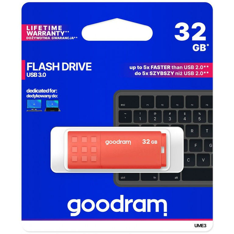 Флеш-драйв GOODRAM UME3 32GB (UME3-0320O0R11) Материал корпуса пластик