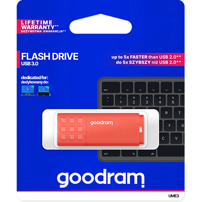 Флеш-драйв GOODRAM UME3 64GB Orange (UME3-0640O0R11) Конструкция съемный колпачок