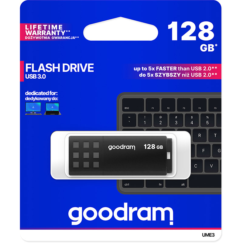 Флеш-драйв GOODRAM UME3 128GB Black (UME3-1280K0R11) Інтерфейс USB 3.0