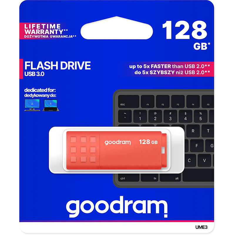 Флеш-драйв GOODRAM UME3 128GB Orange (UME3-1280O0R11) Інтерфейс USB 3.0