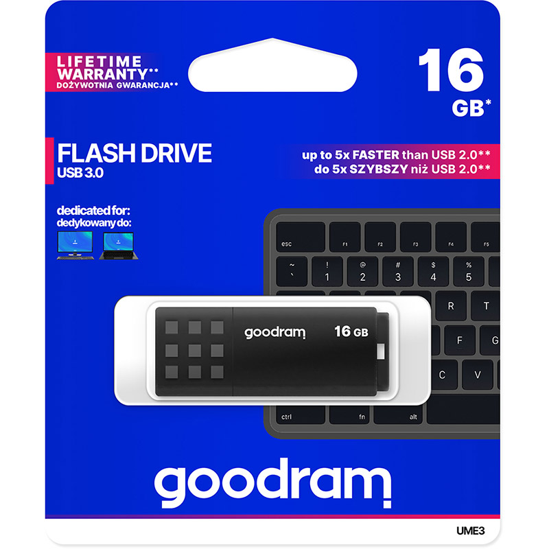 Флеш-драйв GOODRAM UME3 16GB Black (UME3-0160K0R11) Інтерфейс USB 3.0