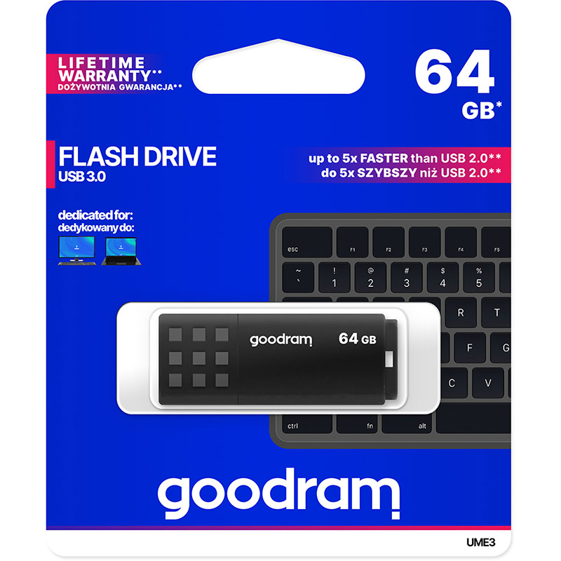 Флеш-драйв GOODRAM UME3 64GB Black (UME3-0640K0R11) Інтерфейс USB 3.0