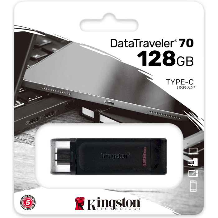 Флеш-драйв KINGSTON DT70 128GB, Type-C, USB 3.2 (DT70/128GB) Матеріал корпуса пластик