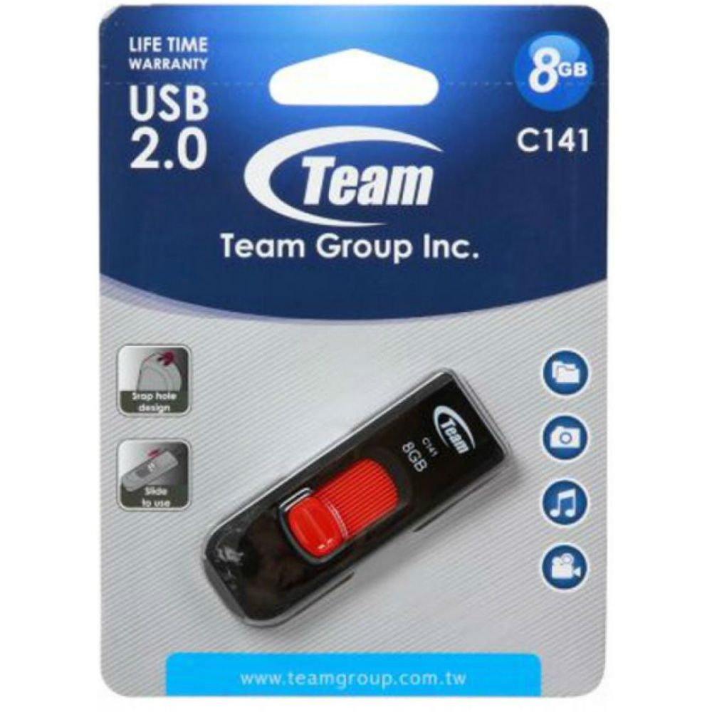 Флеш-драйв TEAM 8Gb C141 Red (TC1418GR01) Об'єм пам'яті 8 Гб