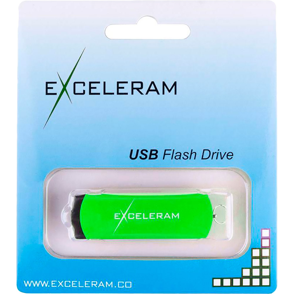 Флеш-драйв EXCELERAM 8GB P2 Series USB 2.0 Green/Black (EXP2U2GRB08) Материал корпуса металл