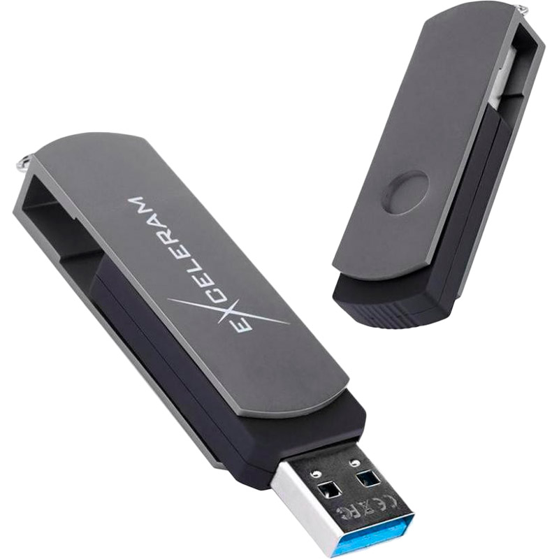 

Флеш-драйв EXCELERAM 64GB P2 Series Gray/Black (EXP2U3GB64), 64GB P2 Series Gray/Black USB 3.1 Gen 1