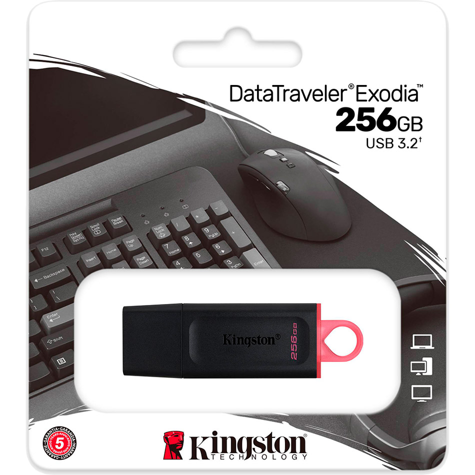 Флеш-драйв KINGSTON DT Exodia 256GB USB 3.2 Black/Pink (DTX/256GB) Матеріал корпуса пластик