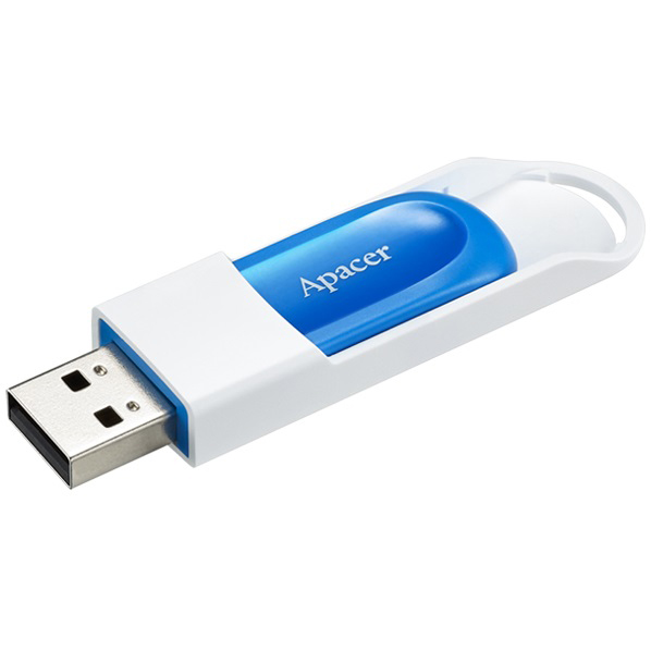 Флеш-драйв Apacer AH23A 64 GB, USB 2.0 White Blue (AP64GAH23AW-1) Конструкція висувна