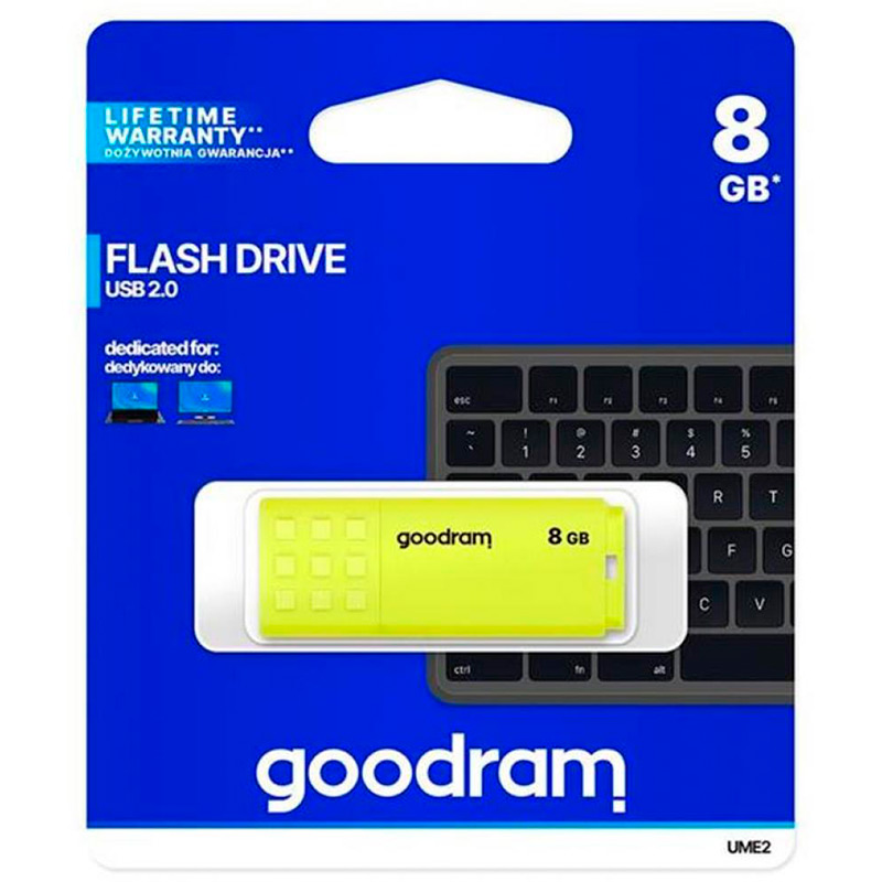 Флеш-драйв GOODRAM USB 8GB UME2 Yellow (UME2-0080Y0R11) Дизайн жіноча