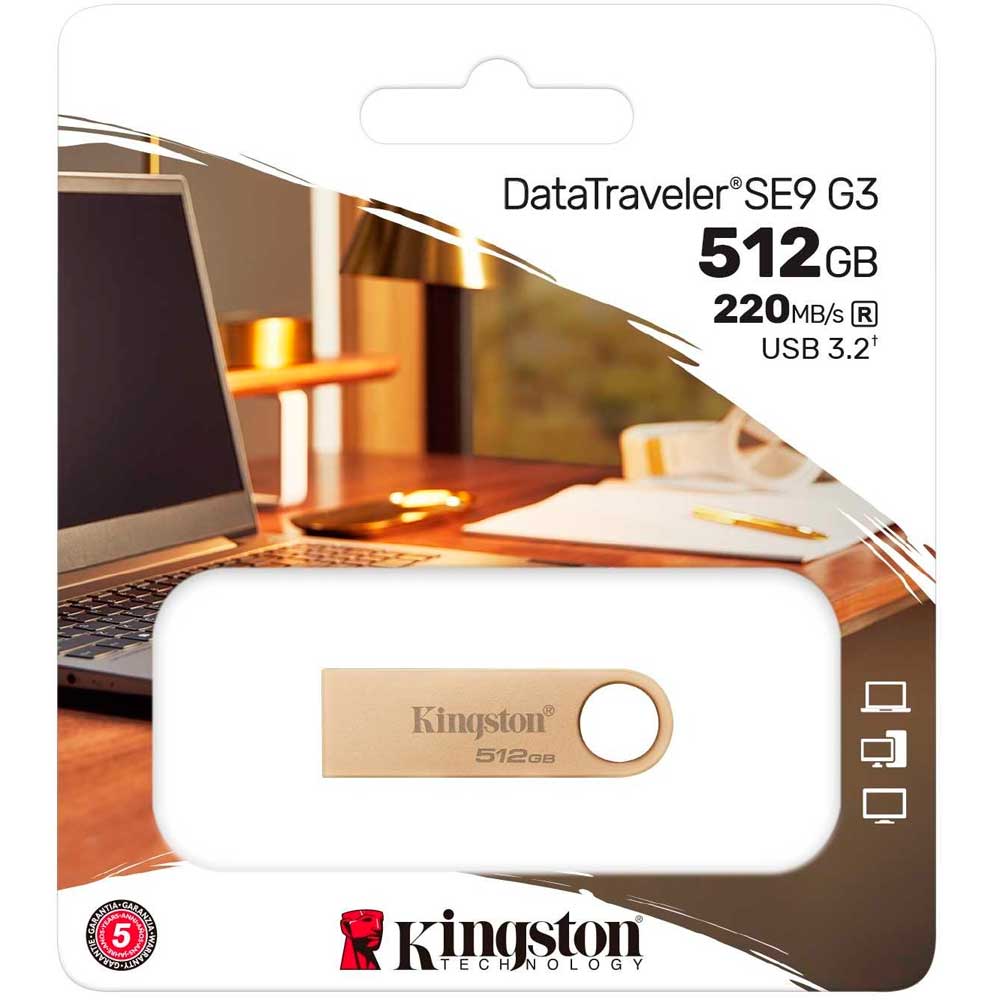 Флеш-драйв KINGSTON DT SE9 G3 512B USB 3.2 Gold (DTSE9G3/512GB) Материал корпуса металл