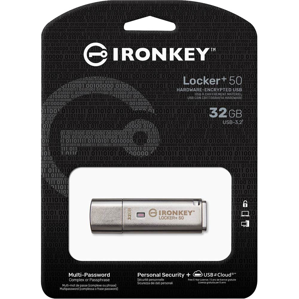 Флеш-драйв KINGSTON IronKey Locker+ 50 32GB (IKLP50/32GB) Матеріал корпуса метал