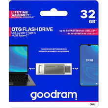 Флеш-драйв GOODRAM 32GB USB3.2 OTG Type-C ODA3 Silver (ODA3-0320S0R11)