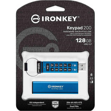 Флеш-драйв KINGSTON 128GB USB3.2 IronKey Keypad 200 Type-A Blue (IKKP200/128GB)