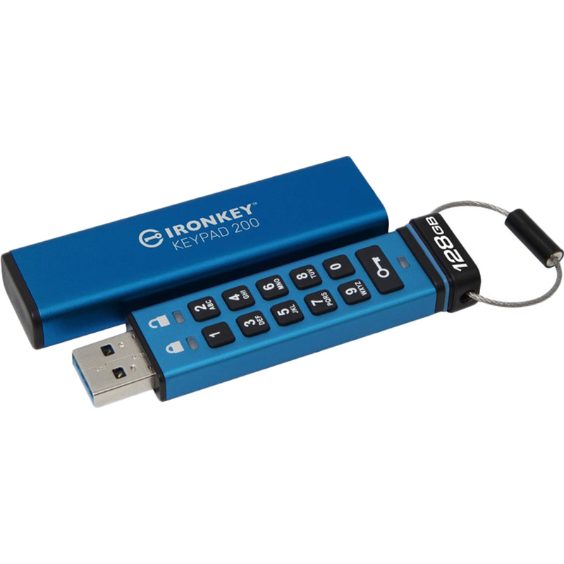 Флеш-драйв KINGSTON 128GB USB3.2 IronKey Keypad 200 Type-A Blue (IKKP200/128GB) Конструкція знімний ковпачок