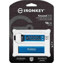 Флеш-драйв KINGSTON 16GB USB3.2 IronKey Keypad 200 Type-A Blue (IKKP200/16GB)