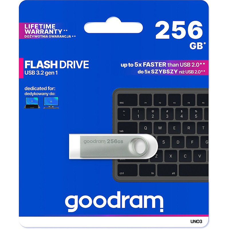 Флеш-драйв GOODRAM UNO3 256GB (UNO3-2560S0R11) Конструкція моноліт