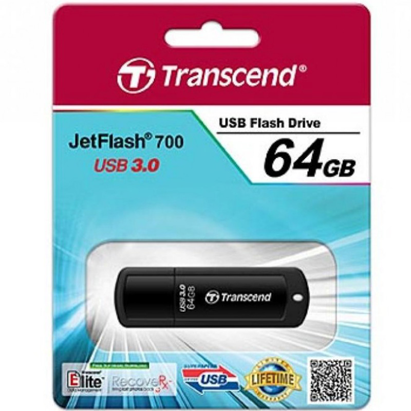 Флеш-драйв TRANSCEND JetFlash 700 64GB USB 3.1 Black (TS64GJF700) Конструкція знімний ковпачок