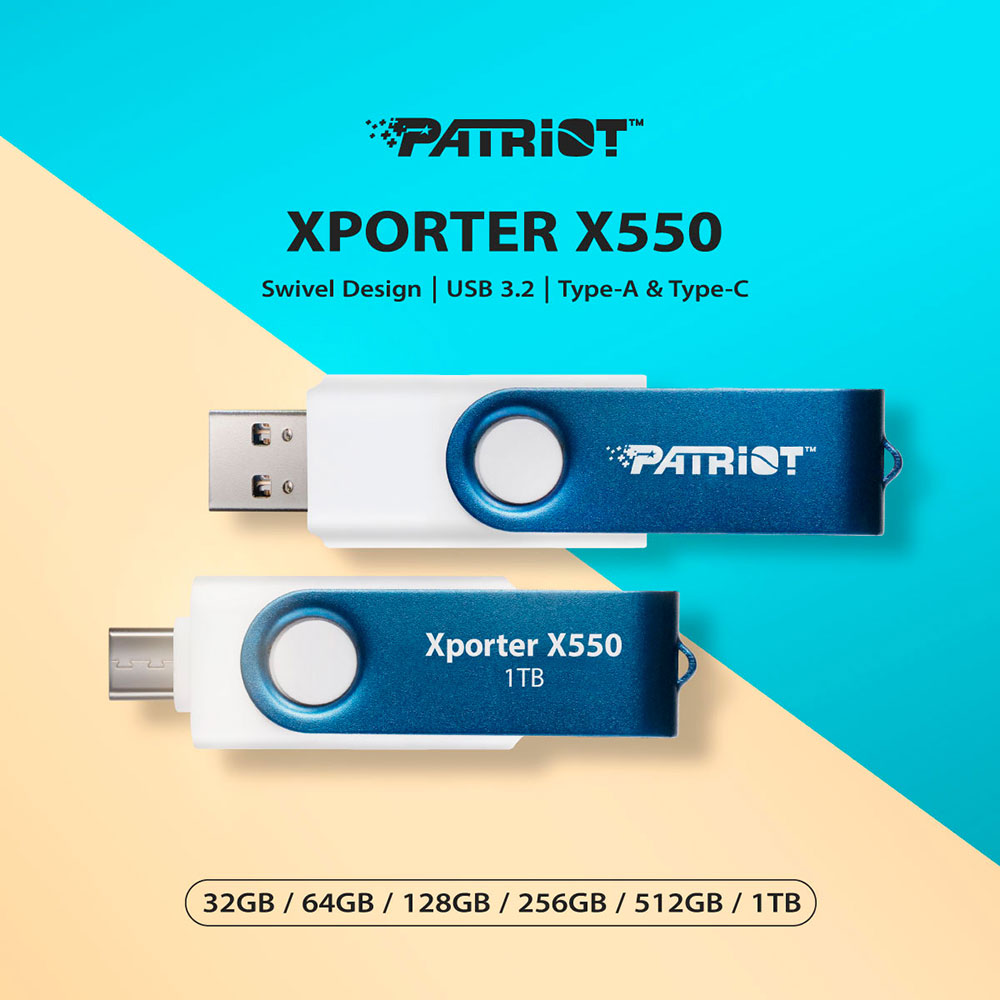 Флеш-драйв PATRIOT Xporter X550 USB/USB-C3.2 128GB (PS128GX550AAD) Интерфейс USB 3.1/3.2 Gen 1 Type-A